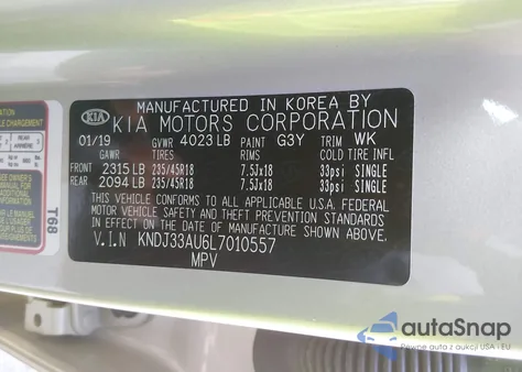 2020 Kia Soul Ex z USA, uszkodzony, nr VIN KNDJ33AU6L7010557